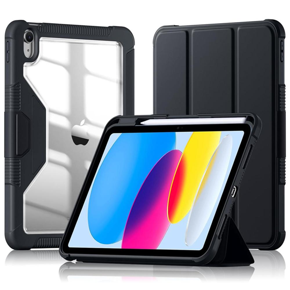 

Bulk Purchasing For iPad (2025)/10.9 (2022) Case Stand Leather+TPU+PC Clear Tablet Cover with Pen Slot E