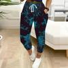 Summer Ladies Mottled Patterns Printed Sweatpants Loose Fit Drawstring Joggers Elastic Cuff Daily Casual Pants