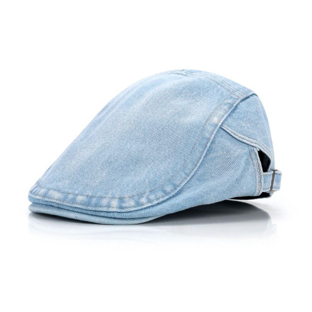 Retro Newsboy Hat Baker Peaked Leisure Visor Cap Driving Golf Denim Beret Hat  Women Girl