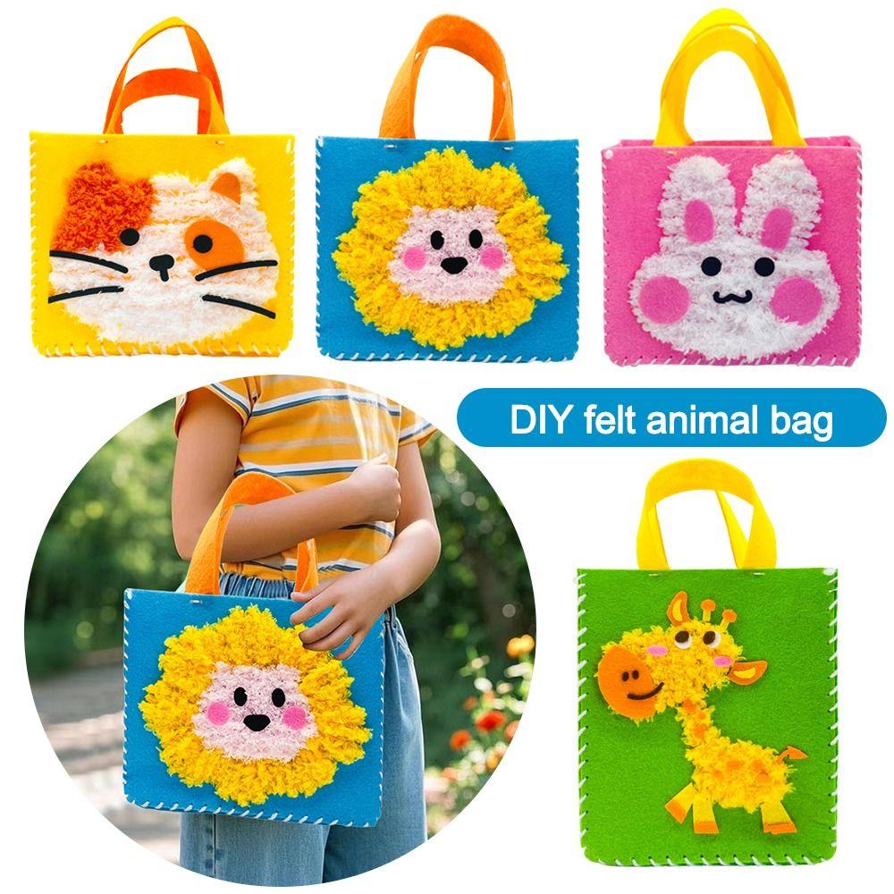 

Plush Animals DIY Felt Animal Bag Soft Yarn Handbag Material Kits Beginner Rabbit