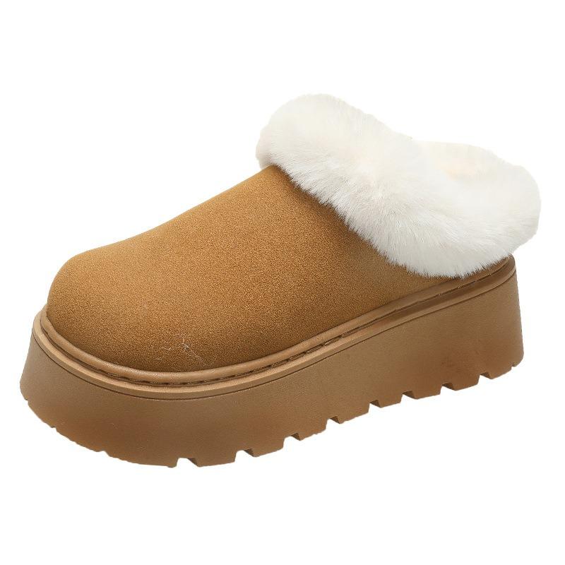 

Winter new thick one-pedal velvet warm half-tray cotton shoes casual tide outdoor snow boots women 42 верблюд