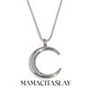 MamacitaSlay Elegant Stainless Steel Moon Pendant Thin Beaded Chain Necklace 2026 Party Waterproof Jewelry Women's Elegant Gift