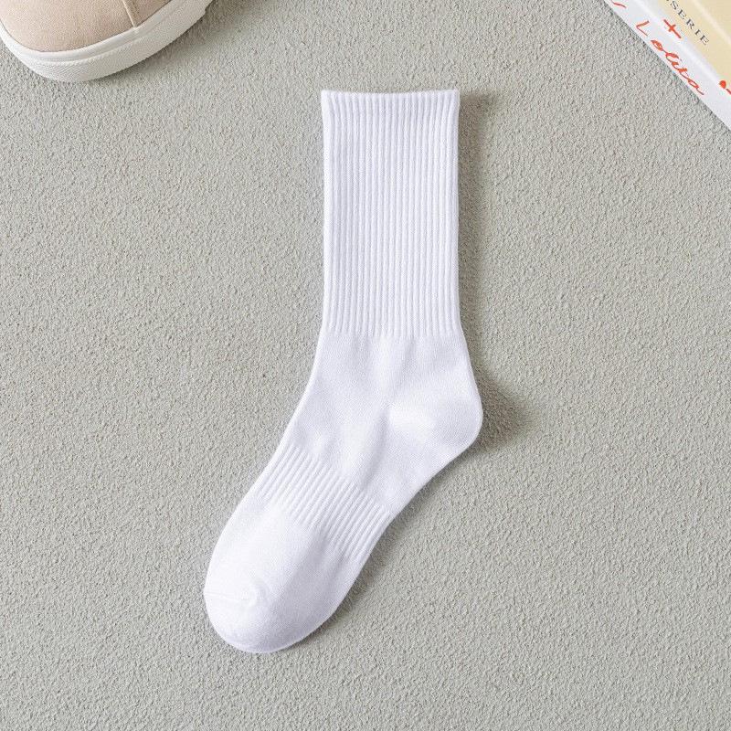 Men's White Summer Basketball Socks - Sweat-Absorbent, Deodorant, Mid-Tube, Ideal for Running & Sports