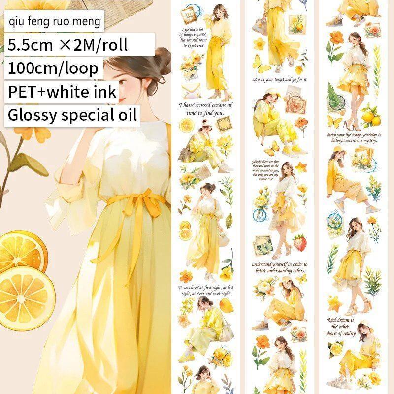 1 rotolo di nastro adesivo con tema ragazza in stile Hong Kong, manuale, scrapbooking, fai da te, decorativo, journaling, forniture