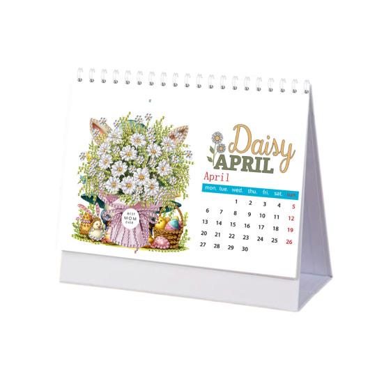 2026 DIY Desk Calendar Desktop Diamond Art Calendar Standing Monthly Calendar Planner for Home Office School Teachers New Year Gifts