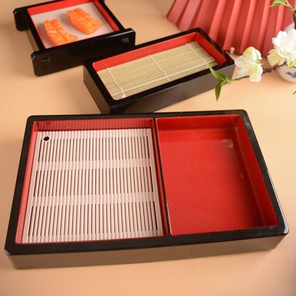 Multipurpose Japanese Sushi Plate with Bamboo Mat Soba Noodle Plate Tableware Snacks Dishes Buffet