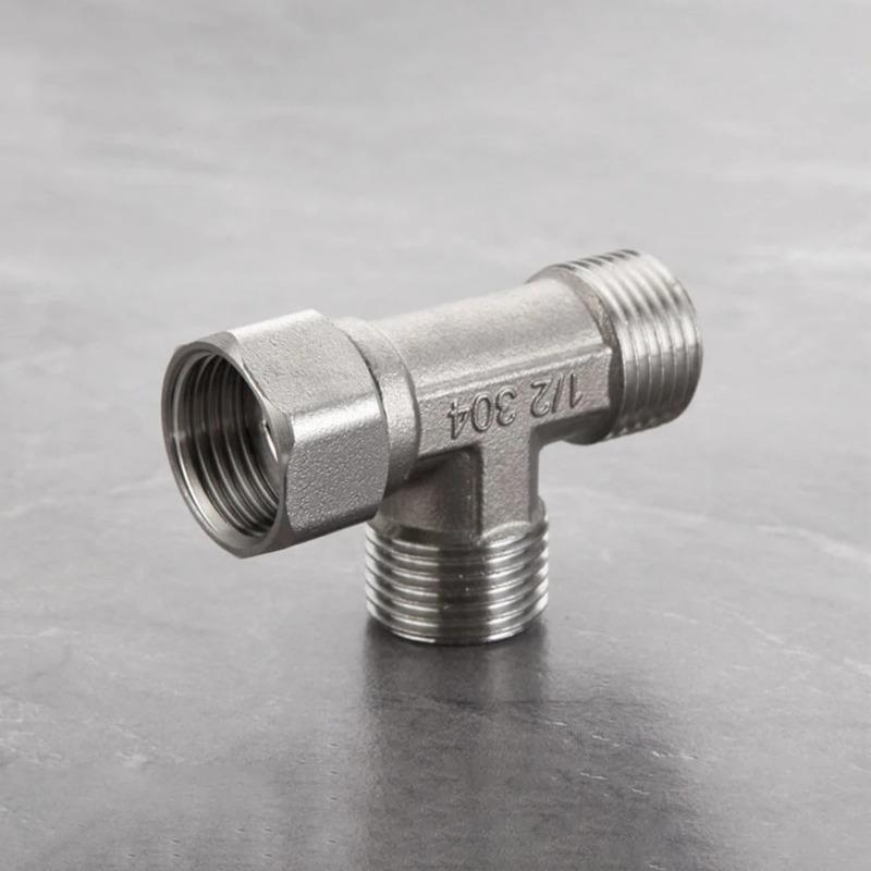 Copper T-Adapter for Toilet Diverter Valve, G1/2" T-Valve Suitable for Bathroom Sprayer Featuring Four-Point Connection for Three-way Pipes