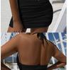 Thai Lace-Up Halter Backless Pleated Bodycon Dress for Women