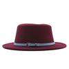 Autumn and winter new British men's top hat, flat-top woolen hat, European and American jazz hat, big-brimmed women's hat