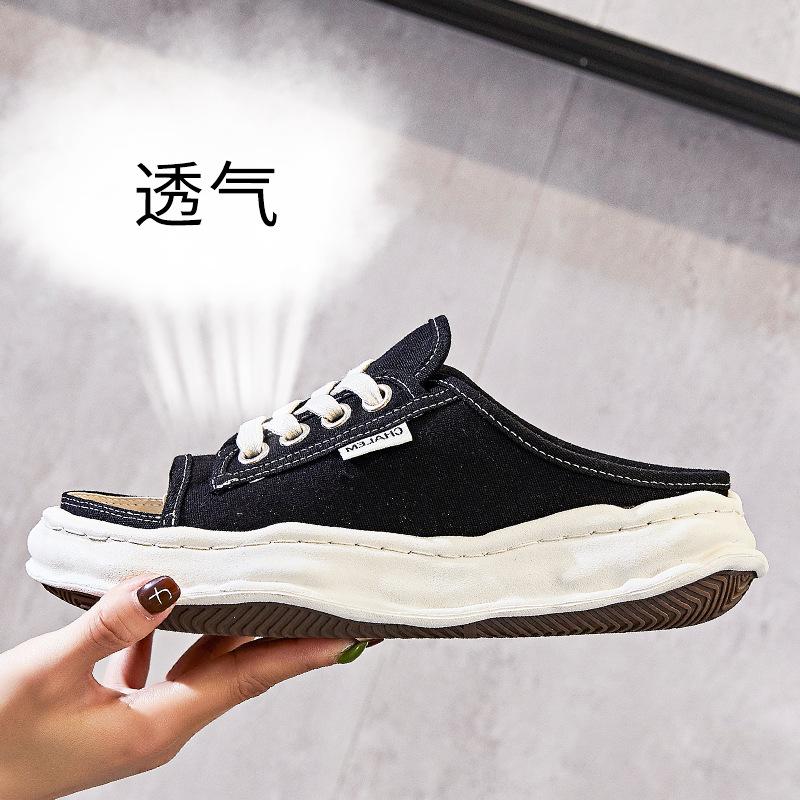 

Холщовые тапочки на плоской подошве, женская верхняя одежда, лето 2025, новые открытые носки, модная женская обувь для холодного пляжа 40 чёрный