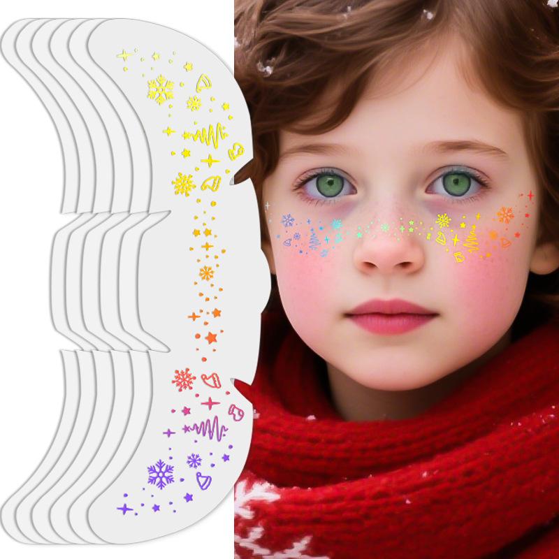 Christmas Tattoo Sticker Waterproof Laser Flash Simulation Makeup Sticker Children'S Freckle Face Sticker