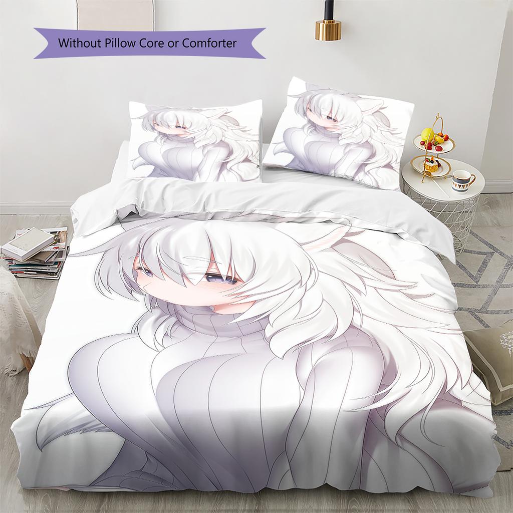 Sada povlečení s anime vzorem, přikrývka a povlak na polštář, bytová dekorace, dárek k narozeninám (1 * povlak na peřinu + 2 * povlak na polštář, bez jádra)