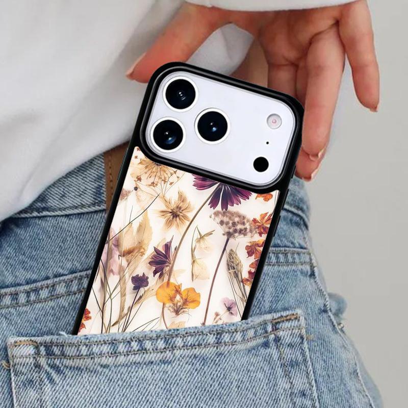 Flowers Pressed Phone Case for iPhone 16e 15 14 13 12 17 Pro Max Plus Air 17pro Cover Coque