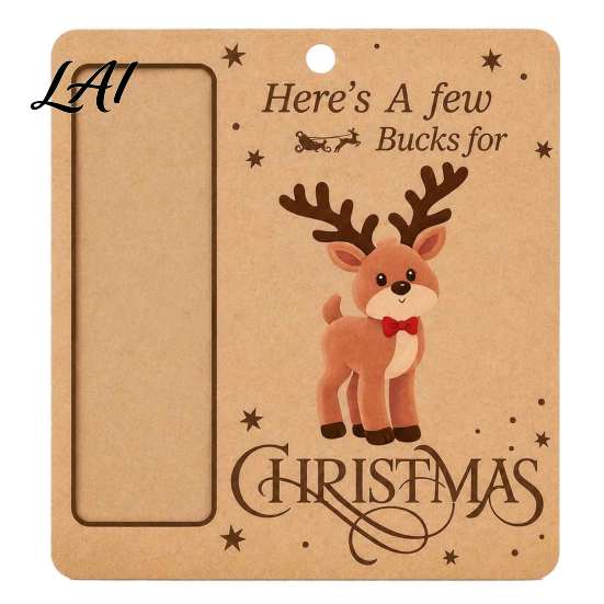 Portable Money Gift Holder Wooden Christmas Holder Vintage Cash Hanging Ornaments Reusable with Santa/Snowman/Tree Pattern for Xmas Party,