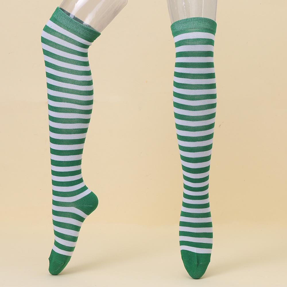 European & American Halloween Christmas Striped Over-the-Knee Socks for Women's Cosplay