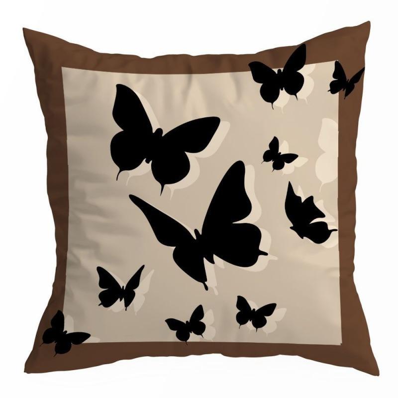 Elegant Nature 2D Printed Pillow Cover Soft Peach Skin Butterfly Floral Cushion Shell For Sofa Bed Living Room Peach skin 18*18(CM)-1Pcs