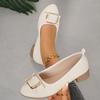Fashion Women's Shoes 2025 Soft Sole and Soft Surface Single Shoes Summer New Shallow Mouth Metal Buckle Non-slip Square Heel Shoes