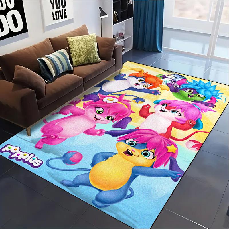 Popples Cartoon Carpet Rug for Living Room Bedroom Home Sofa Decoration,Kids Play Non-slip Floor Mat