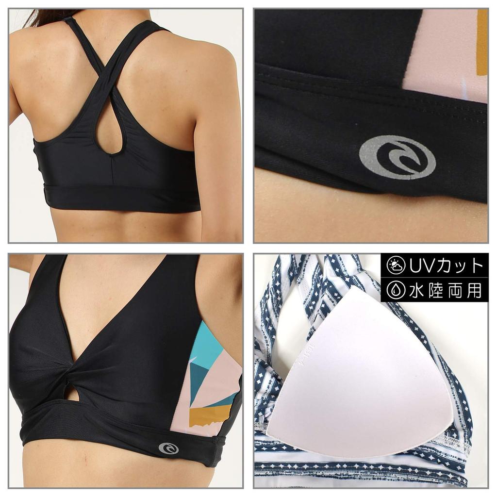 Rip Curl Bra Top Active SURF ACTIVE SEAM Sporty and Size L Size Women's Quick-Drying (Surf Series) [S03-841 / BRALETTE] Stylish, Blue, (Japan L)