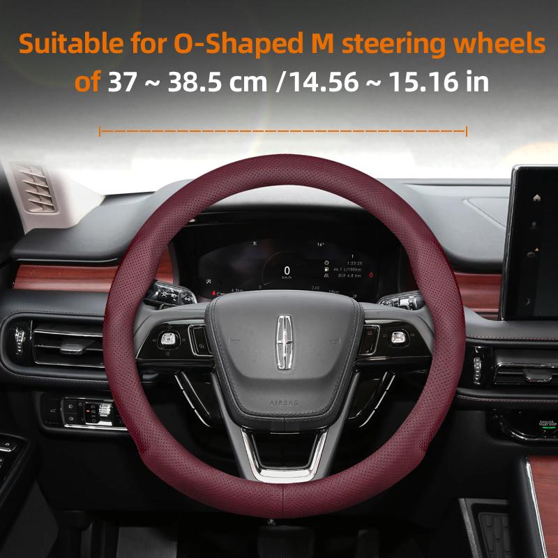 For Lincoln Z MKZ MKT MKC MKX MKS Navigator Aviator Nautilus Corsair Continental Leather Breathable Car Steering Wheel Cover