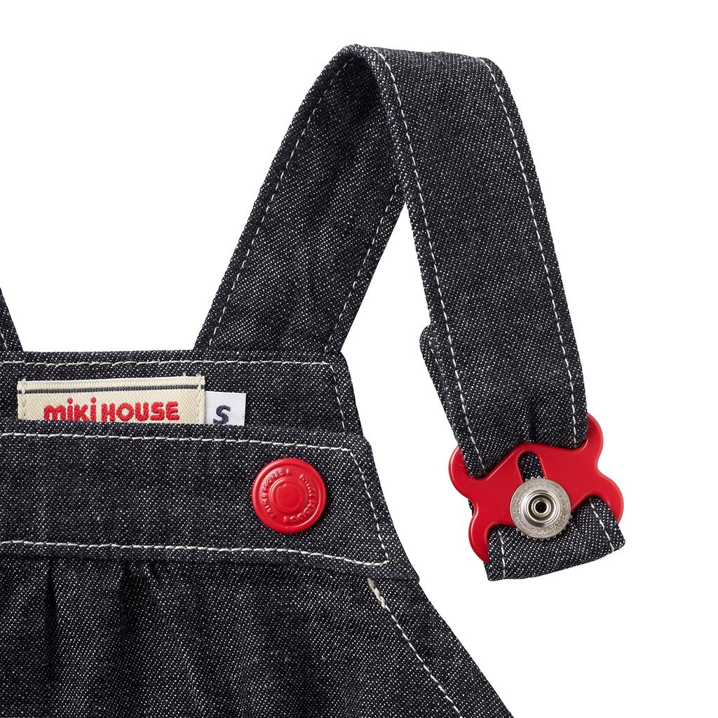 Romper Overalls Logo Plain Made In Japan Boys Girls Baby Kids Baby Clothes M Indigo Blue [MIKI HOUSE] 10-1509-493 (80-90cm)