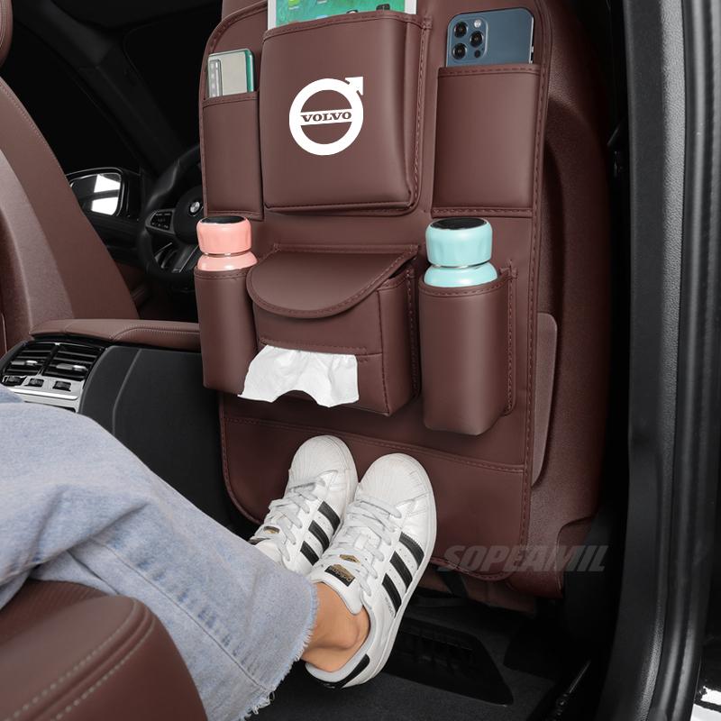 For Volvo XC40 XC60 XC70 XC90 C30 S40 S60 S80 S90 V40 V60 V70 V90 Car Seat Back Multi-pocket Storage Bag Seat Rear Anti-kick Pad