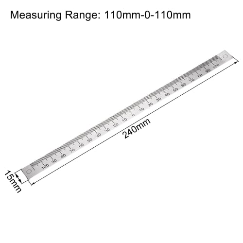 uxcell Center Measuring Ruler, Workbench Ruler, 110mm - 0-110mm Measuring Range, Adhesive Tape, Aluminum, with Hole (From Center)