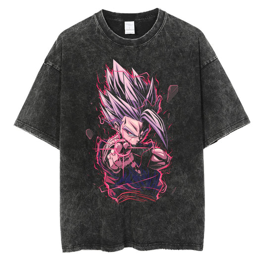 Unisex Oversized Washed Dragon Ball Anime Parentchild Tshirt Man Women Short Sleeve Streetwear Loose Casual Summer Yk