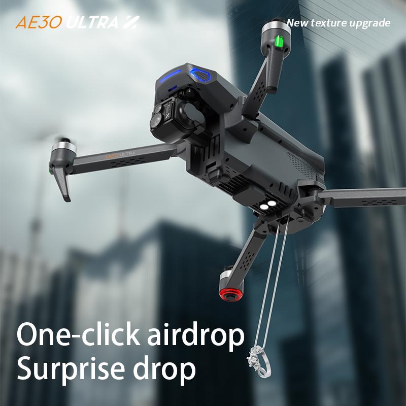 AE30 Ultra GPS Drone 4K Profesional HD Camera 3-Axis Gimbal Brushles Airdrop RC Quadcopter 5.5inch Screen Control Fishing Drones
