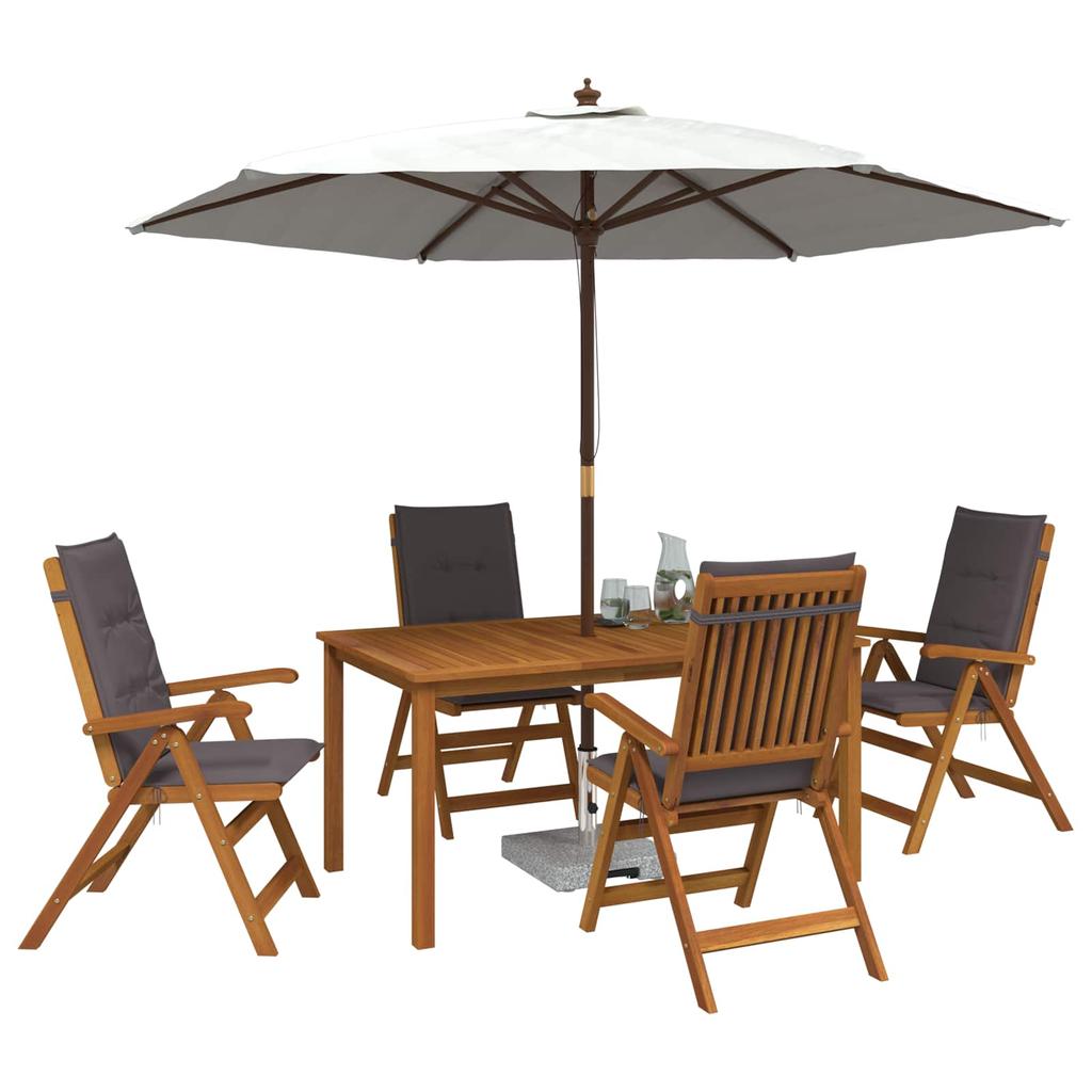 5 Piece Garden Dining Set Natural Solid Wood Acacia