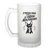 Chope À Bière - PLANETEE - J'peux Pas Je Préfère Mon Pinscher - Verre Trempé Givré - 470 Ml - Motif Minimaliste Imprimé