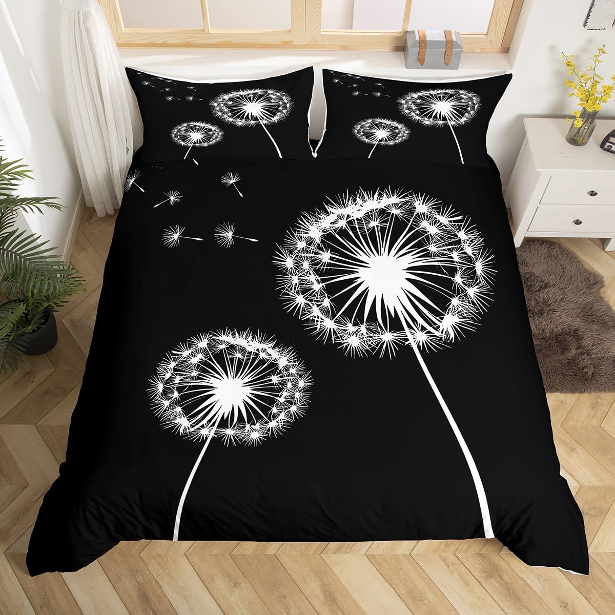 

Comforter Dandelion Full Queennatural Wild Botanical Floral Bedding Set Watercolor Flowers Plants Rustic Style Comforter (quilt)-EU Single(135*200cm)3pcs