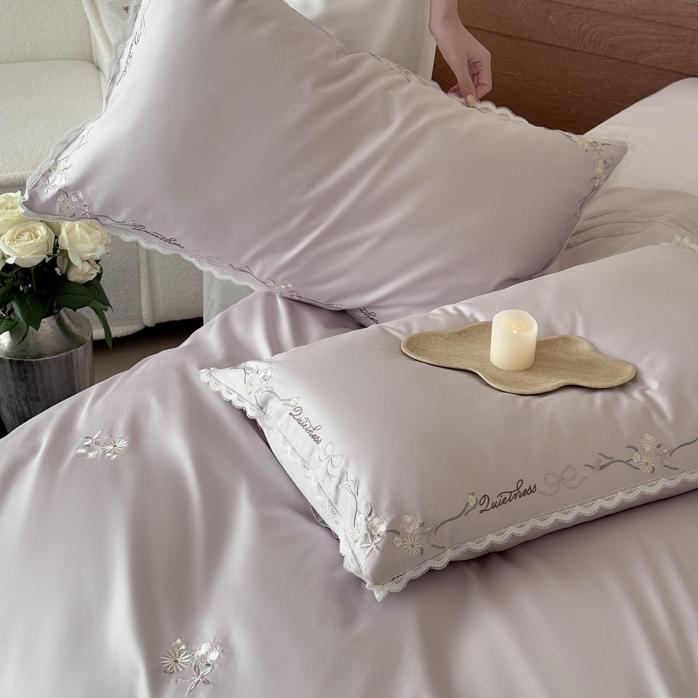 

Noble French Romantic High-End Embroidered 100s Long-Staple Cotton Four-Piece Bedding Set 1.2m bed (150*200 duvet) 3-piece set