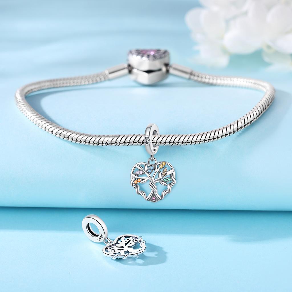 Authentic Copper Charm Bead Charms Luxury Colorful Family Tree Pendant Bead Charms Compatible With Bracelets Diy Women Making Delicate Gift