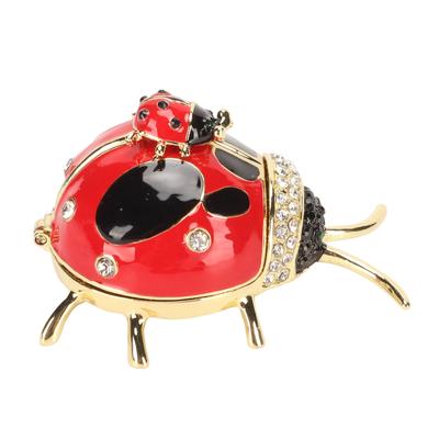 Marienkäfer Schmuckdose Rot Emailliert Kristall Handbemalt Ringe Ohrringe Schmuck Aufbewahrungsbox Ornament