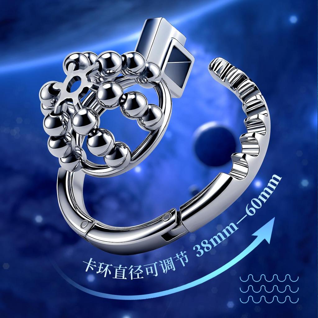 Adjustable Steel Male Chastity Cage with Metal Lock & Bondage Ring