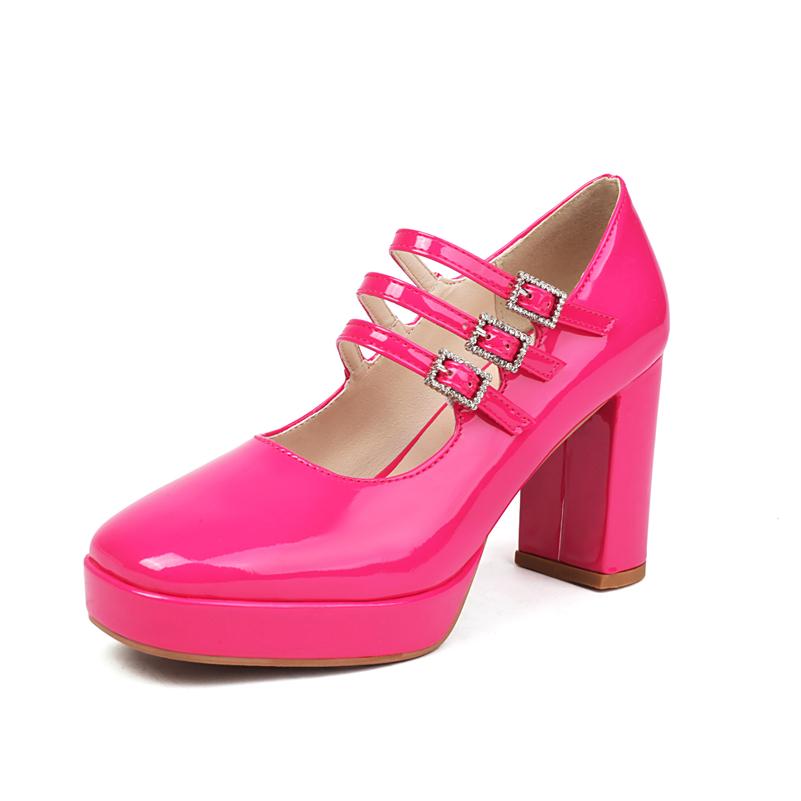 

ANNYMOLI Women Mary Janes Pumps Round Toe Block High Heels Buckle Platform Glove Shoes Ladies Fashion Shoes Spring Autumn Gold 43 39 рожевий червоний колір