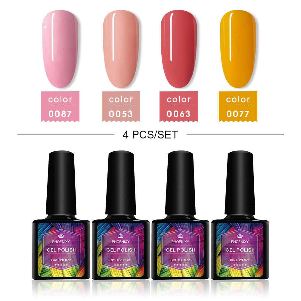 PHOENIXY 4/12/18 Farben Gel-Nagellack-Set Gel-Lack-Kit zum Einweichen der Maniküre Semi-permanente Hybridlacke Basis und Top Nail Art