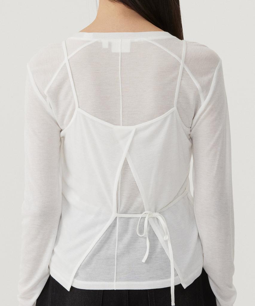 COVERNAT WOMAN Sheer Layered Long Sleeve White