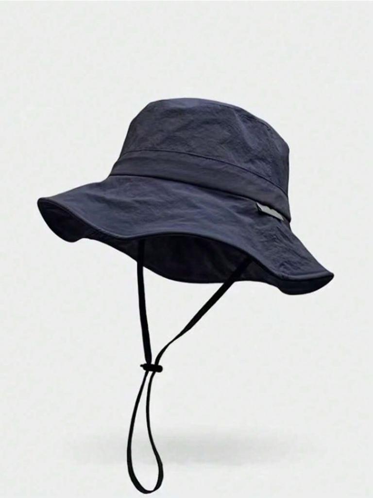 Outdoor Hiking Unisex Lightweight Waterproof Foldable Wide Brim Bucket Hat With Drawstring (Drawstring Color Sent Randomly)