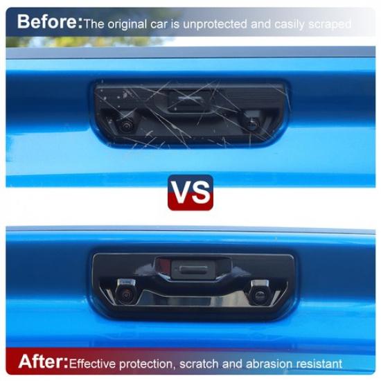 Black Tailgate Door Handle Back Frame Cover Trim For Chevy Silverado/GMC +