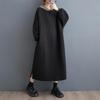 Long Sleeve Plus Size Hooded Cotton Vintage Black New In Dresses for Women Casual Loose Spring Autumn Winter Dress