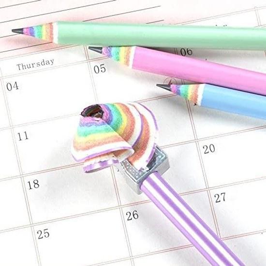 Samcos Rainbow Pencils Interesting Pencil 12-Piece Set HB Cute Stationery Paper School Preparation Entrance Celebration Elementary Boy Girl