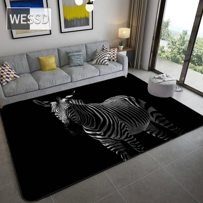 Nordic Luxury Animal Black 3D Carpet Living Room Decoration Home Fish Leopard Pattern Rug Bedroom Flannel Mat Bathroom Floor