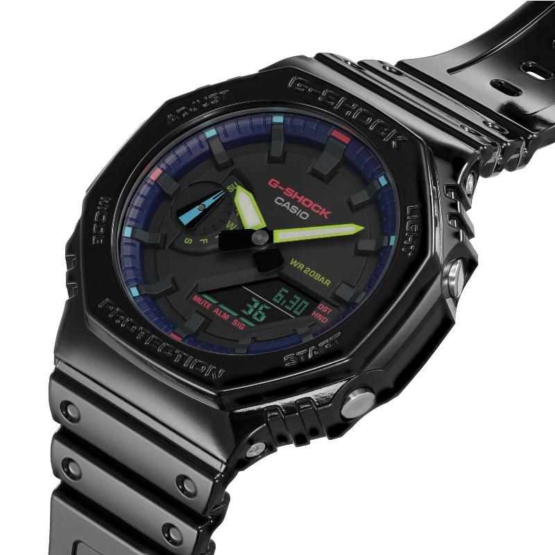 Casio G-SHOCK Men's Resin 200M Water Resistant Analog Shock Resistant Quartz Watch GA-2100RGB-1A