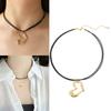 Korean Fashion Black Rope Necklace Women Adjustable Elegant Metal Love Heart Pendant Choker Jewelry Christmas Gift