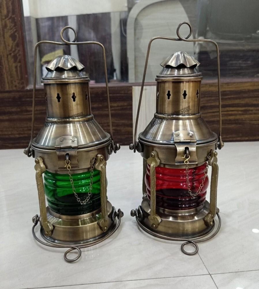 Handmade Vintage Style Burner Lantern, Brass Ship Lantern, Marine Oil Burner Lantern Home Decor, Nautical Lamp, Copper Lamp, Christmas Gift