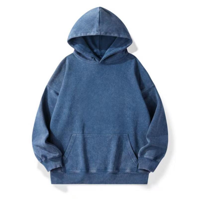 Retro Tie-Dye Distressed Velour Cotton Unisex Hooded Sweatshirt, 350g