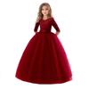 Girls bow puffy skirt flower girl wedding dress children's skirt girldress princess seven-quarter sleeve dress