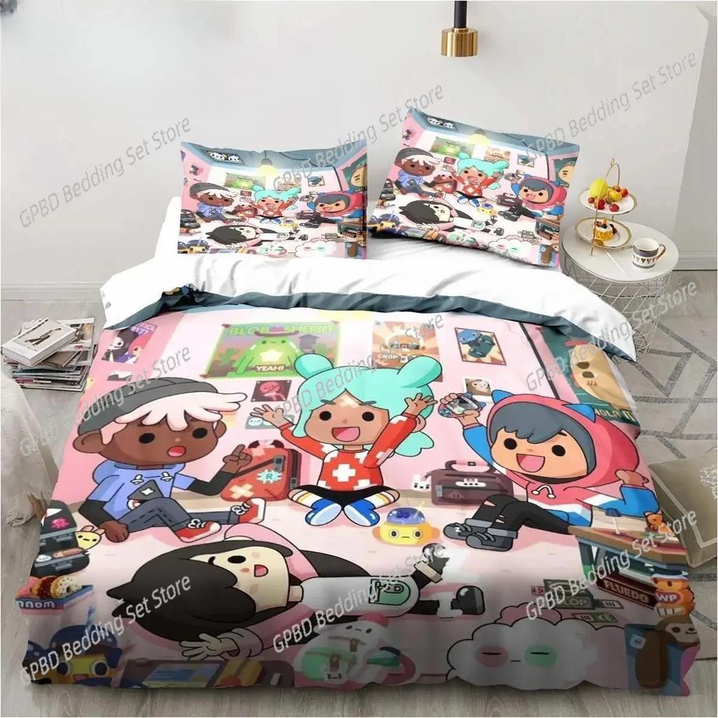 Comforter 3D Cartoon Game Toca Life World Bedding Set 3D Printed Suitable For Bedroom Kids Home Textile
